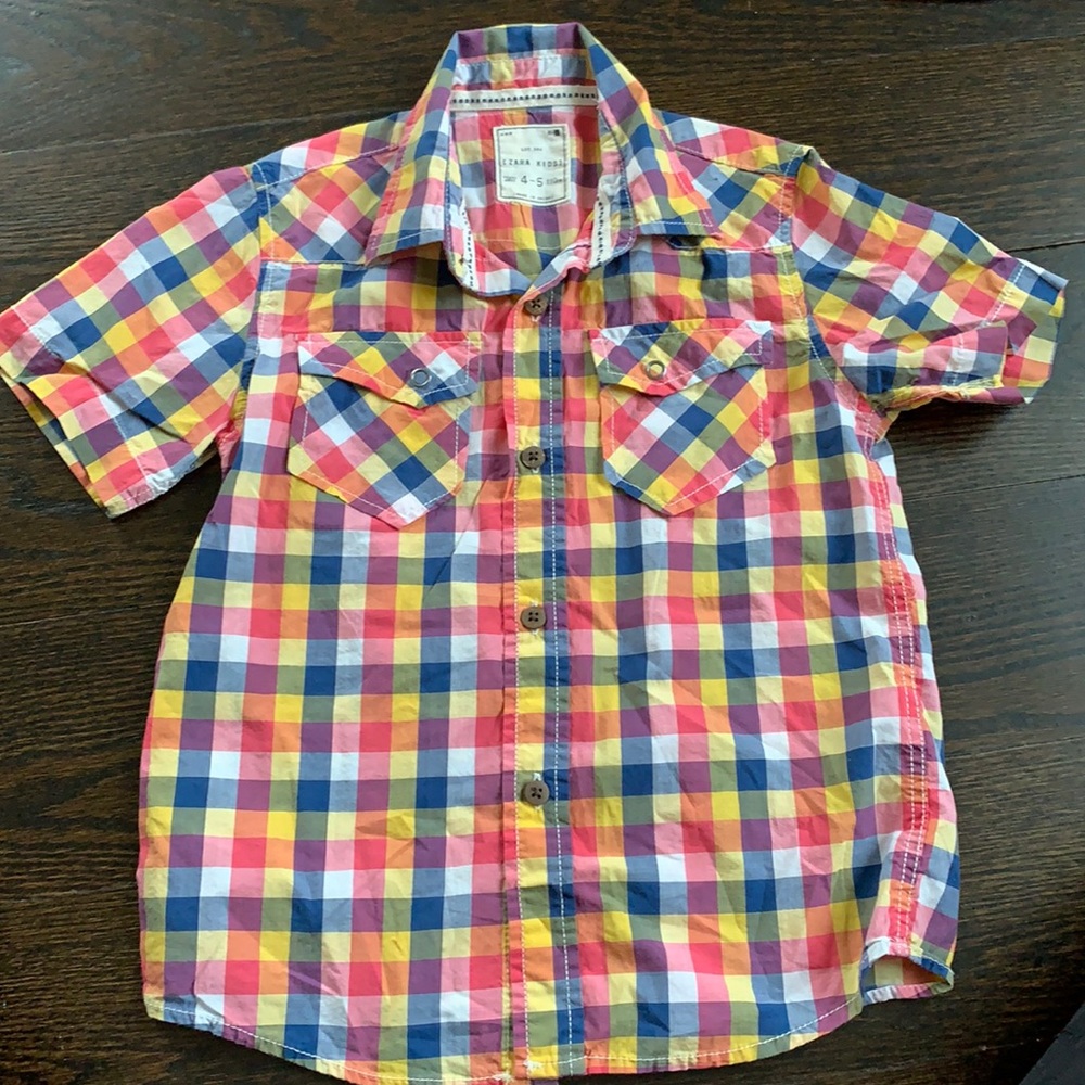 Zara kids boys size 4-5 plaid button down